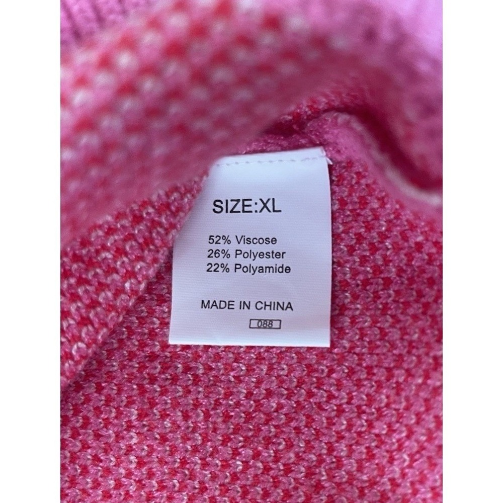 Pink Candy Cane Christmas Sweater Womens XL Crew Neck Holiday Knit Pullover - Picture 6 of 9
